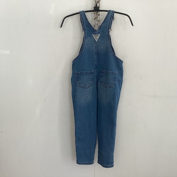 Osh Kosh light wash medium weight denim overalls with front + back logos Sz 5t - Picture 9 of 10